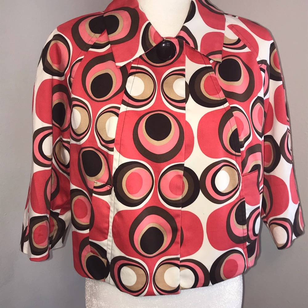 Retro Print Cropped Jacket Size 12